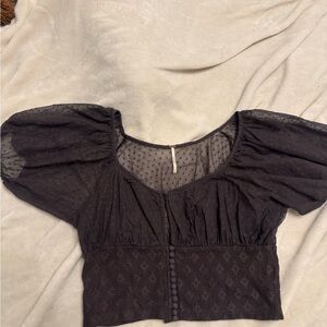Free People Lace Sleeve Top